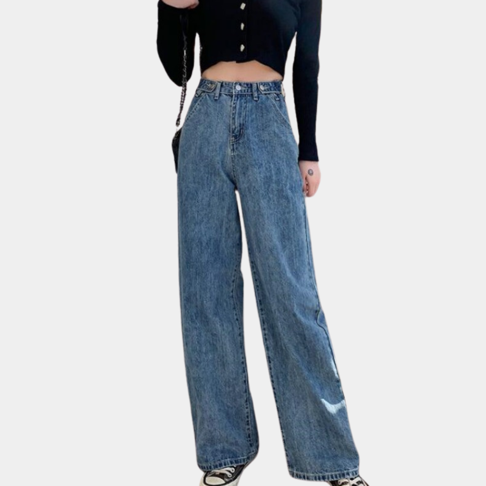 Evanna - Damesbroek met een hoge taille en wijde pijpen voor een slanke
