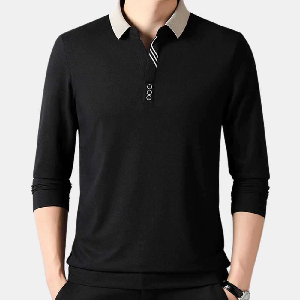 Jacek - Klassiek casual poloshirt met lange mouwen voor heren