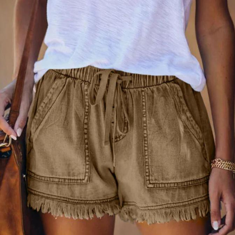 Variant image for Dames Denim Shorts Met Steekzakken Comfortabele Pasvorm - Delfine-1