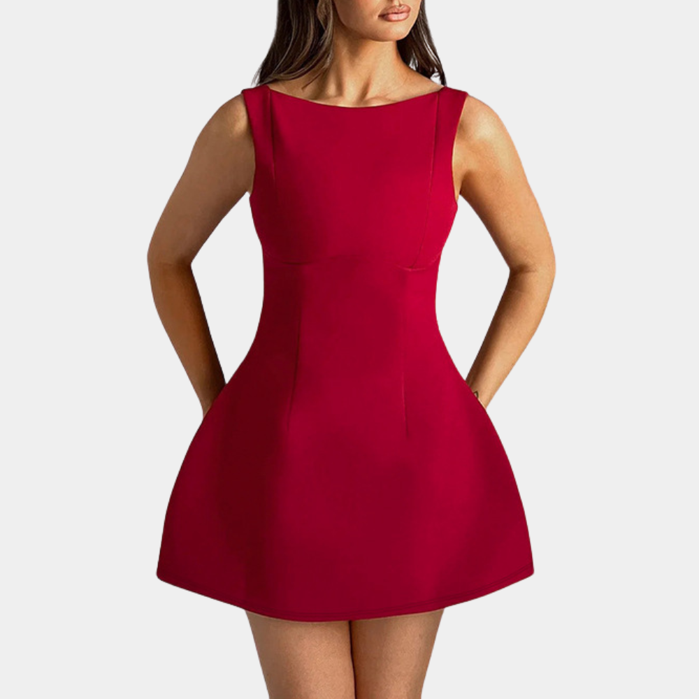 Variant image for Dames Mouwloze Mini-jurk Elegante Open Rug - Janelle-6