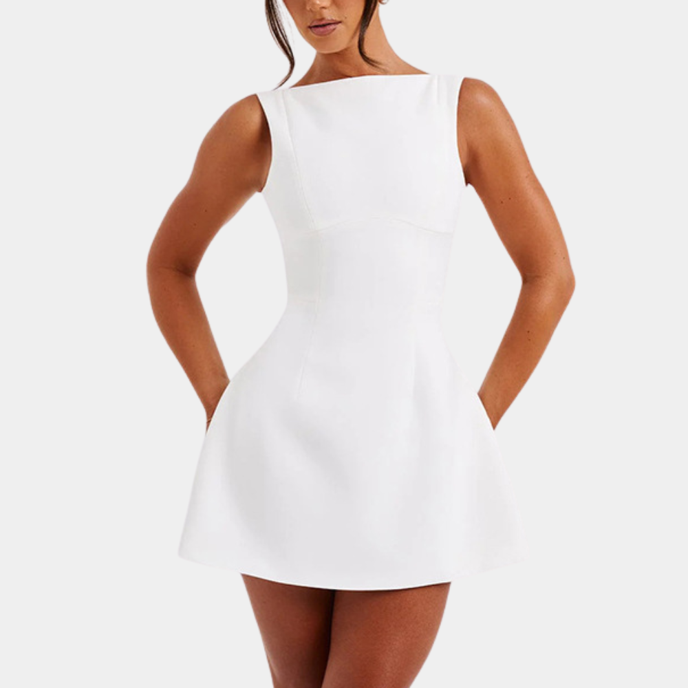 Elegante Mouwloze Open rug Mini Zomerjurk voor Dames - Janelle