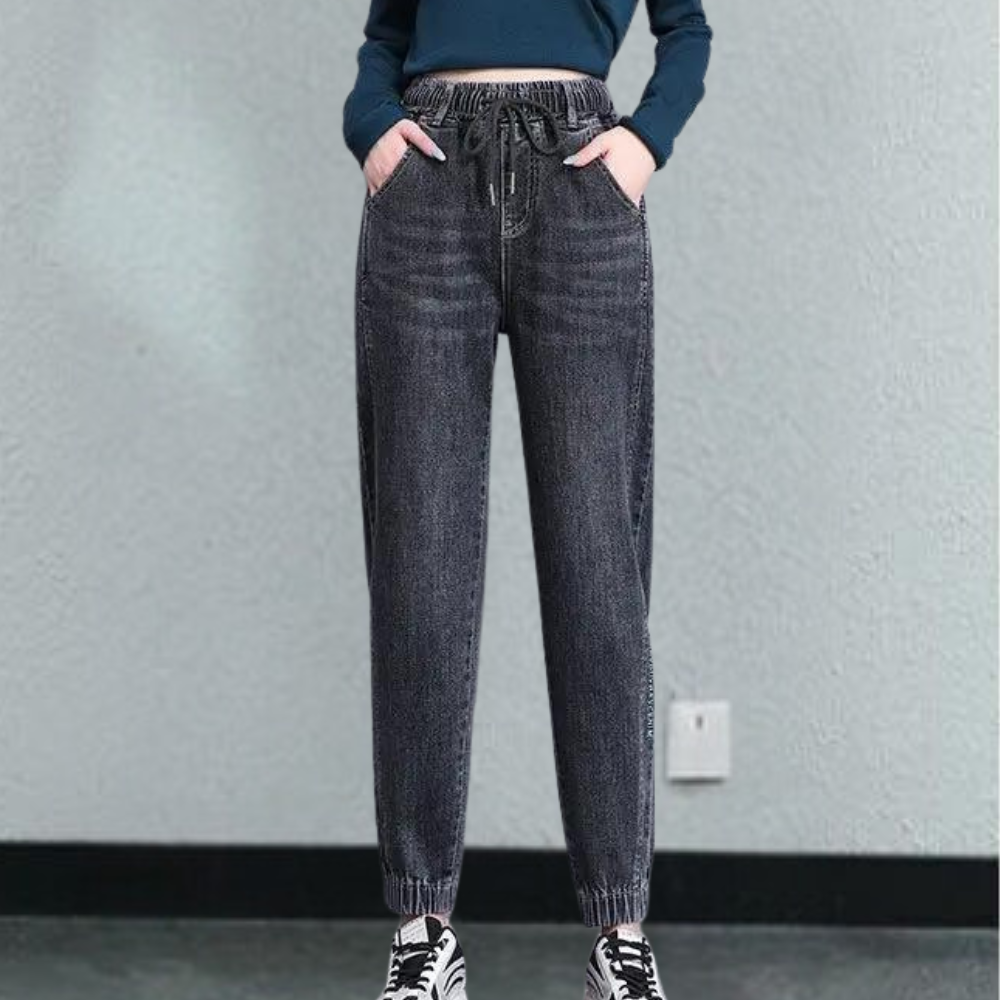 Lucrezia - Relaxed fit damesjeans met verstelbaar trekkoord voor meer comfort