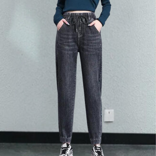 Lucrezia - Relaxed fit damesjeans met verstelbaar trekkoord voor meer comfort