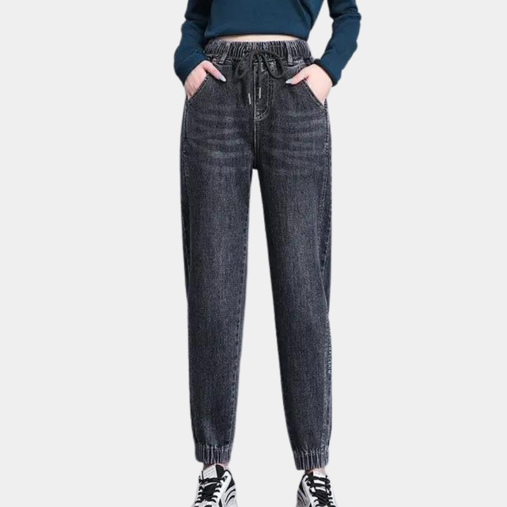 Lucrezia - Relaxed fit damesjeans met verstelbaar trekkoord voor meer comfort