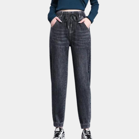 Lucrezia - Relaxed fit damesjeans met verstelbaar trekkoord voor meer comfort