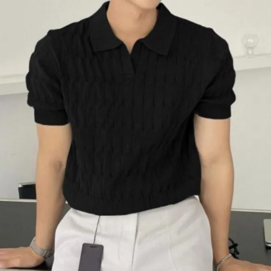 Modern en elegant gebreid herenpoloshirt - Sinan