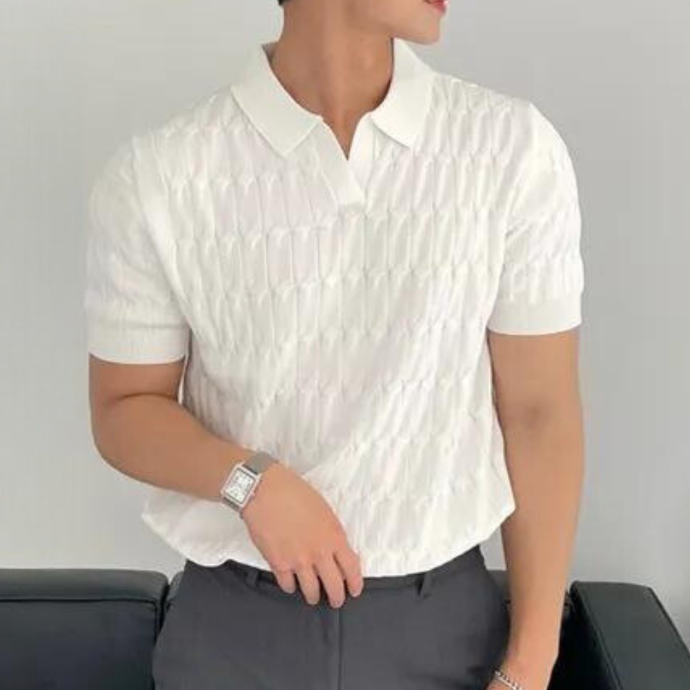 Modern en elegant gebreid herenpoloshirt - Sinan