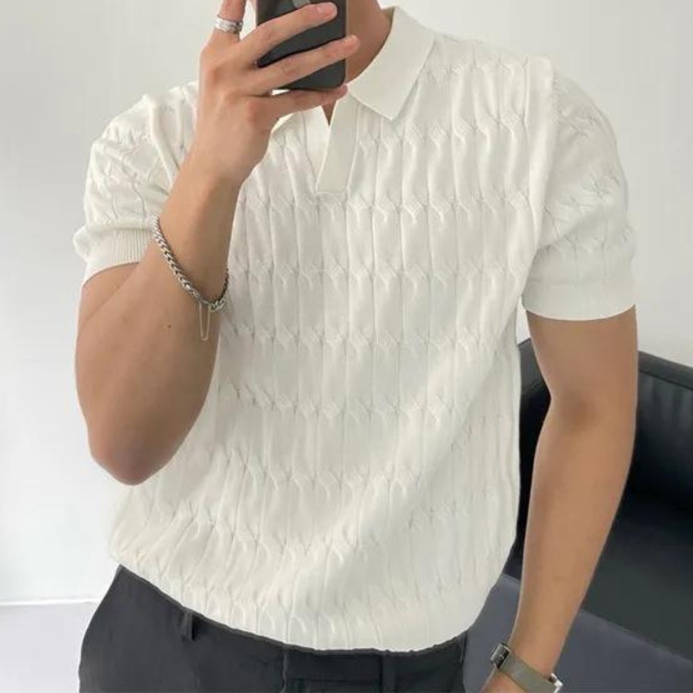 Modern en elegant gebreid herenpoloshirt - Sinan