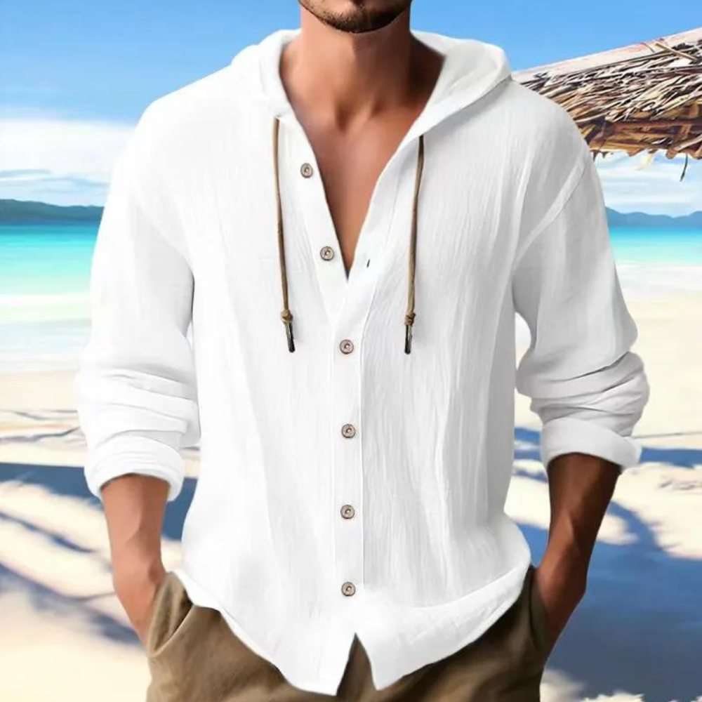 Danut - Modern casual herenshirt met trendy accent met capuchon