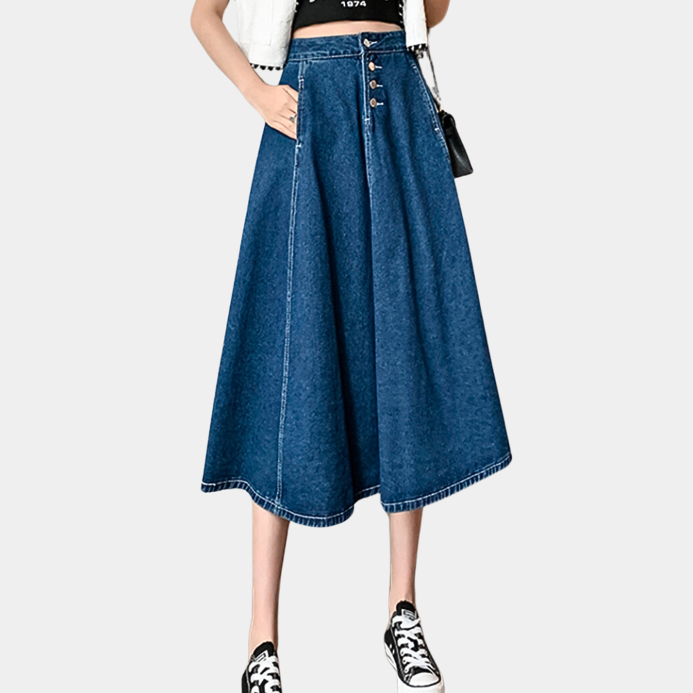 Klassieke lange denimrok voor dames - Chloe