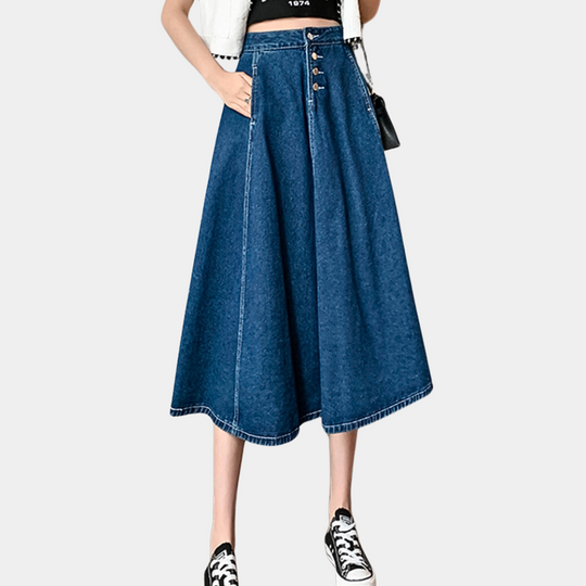 Klassieke lange denimrok voor dames - Chloe