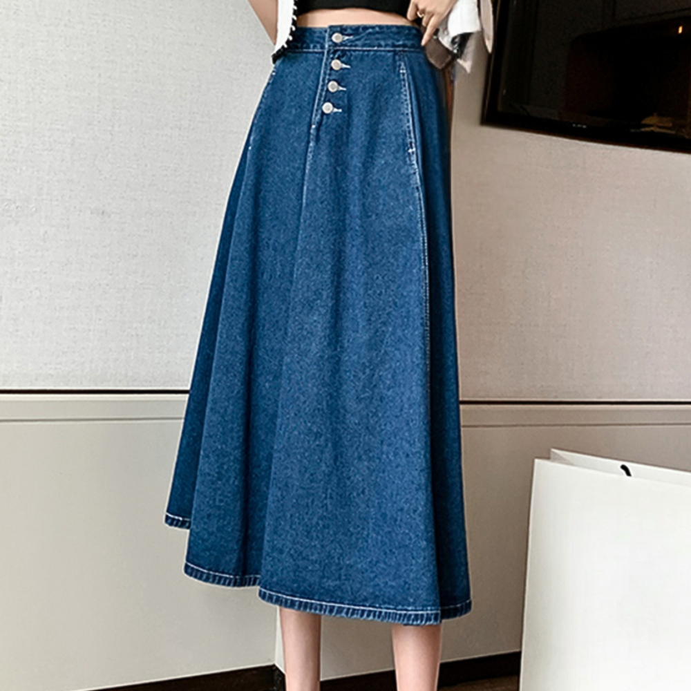Klassieke lange denimrok voor dames - Chloe