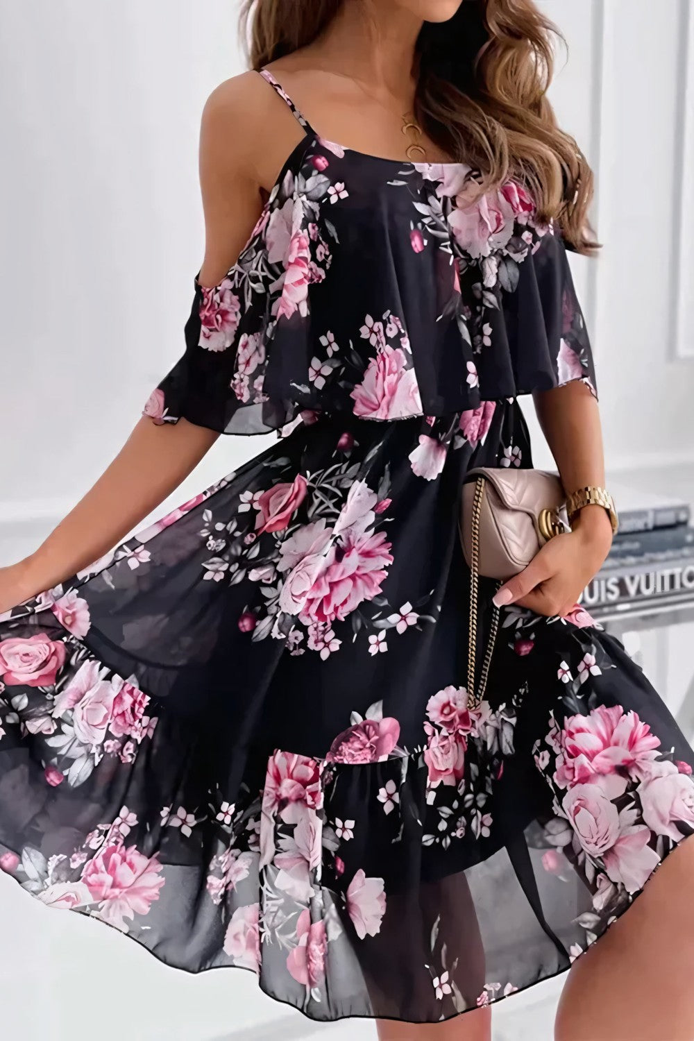 Dames Lange Jurk Elegant Gedrukt Comfortabele Pasvorm - Lisa-1