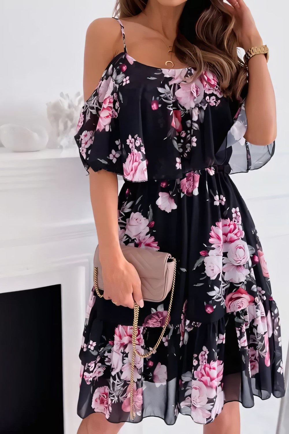 Dames Lange Jurk Elegant Gedrukt Comfortabele Pasvorm - Lisa-2