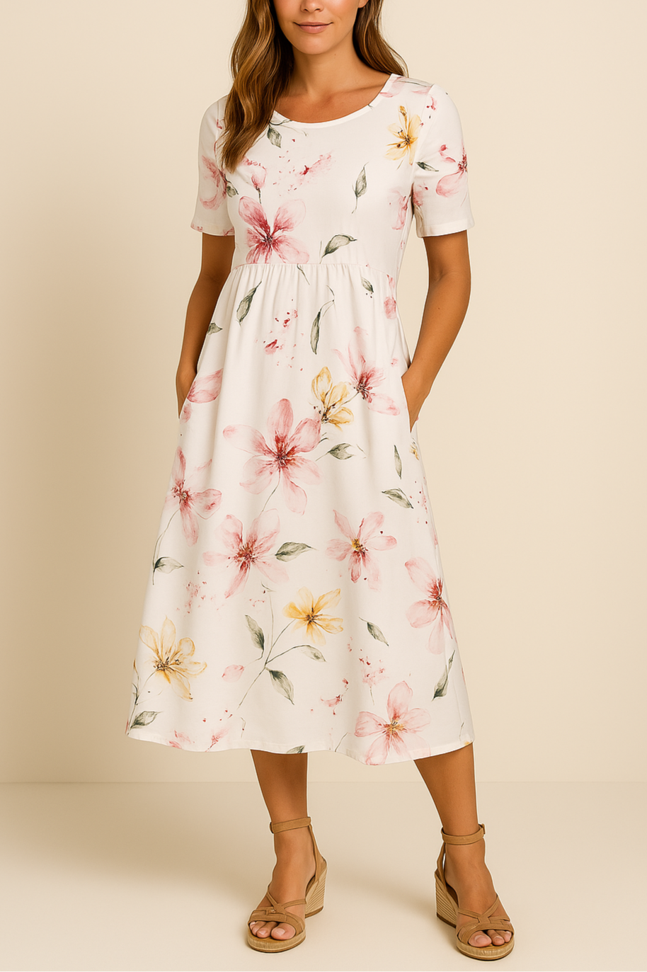 Variant image for Dames Midi-Jurk Elegante Bloemenprint Luchtige Stof - Liva-7