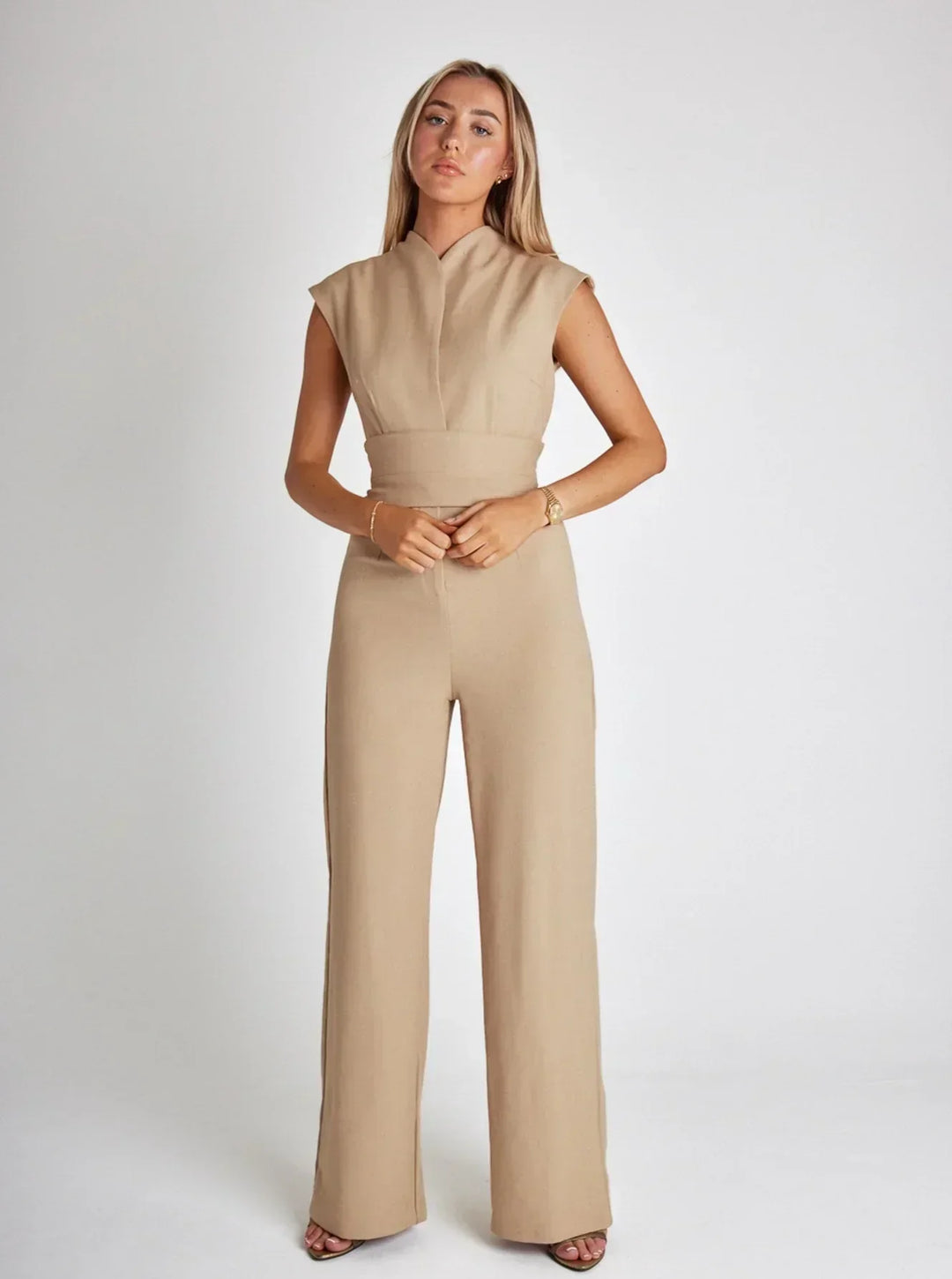 Dames Jumpsuit Feestelijk Mouwloos met Verstelbare Riem - Oliva-1
