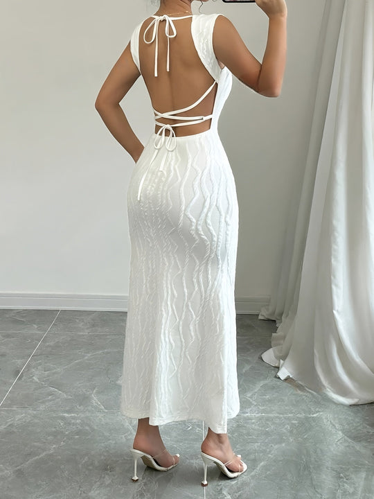 Dames Maxi Jurk Elegante Vierkante Hals Bodycon Pasvorm Zomer - Chloe-3