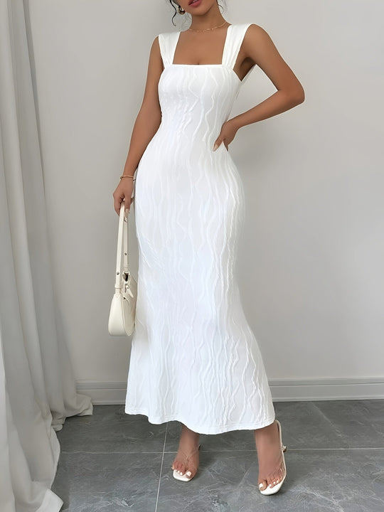 Dames Maxi Jurk Elegante Vierkante Hals Bodycon Pasvorm Zomer - Chloe-2