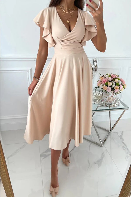Variant image for Dames Midi Jurk Elegante Vlindermouwen A-Lijn - Clarisse-1