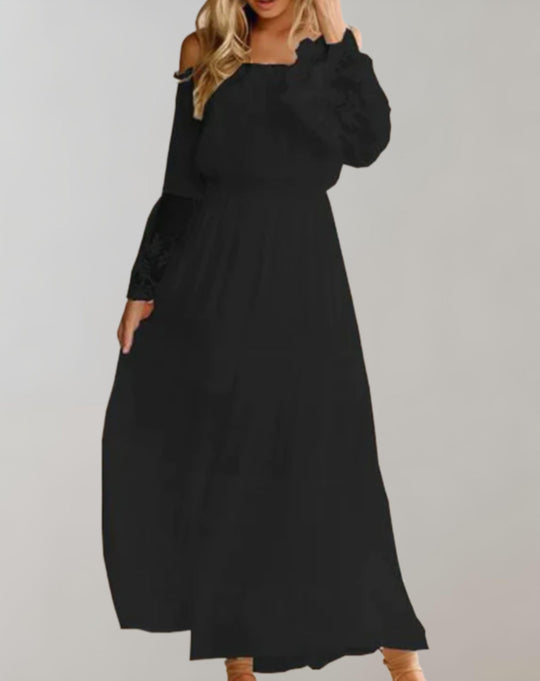 Variant image for Dames Midi-jurk Kanten Lange Mouwen Elegante Tailleband - Elara-5
