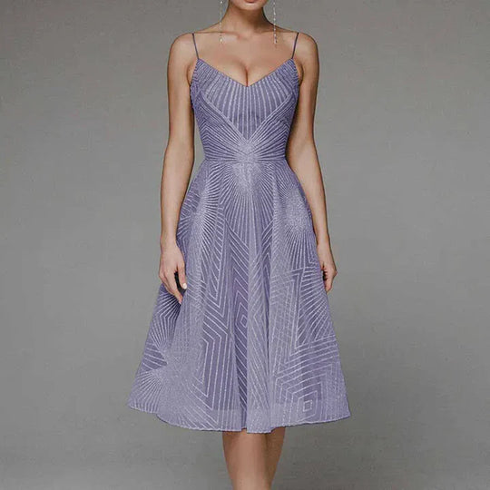 Dames A lijn Cocktail Midi Hartvormige Halslijn Jurk Voor Bruiloft - Mila