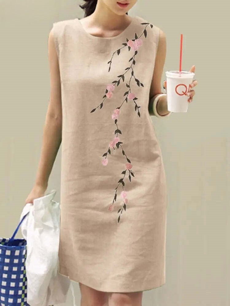 Dames Bloemige Geborduurde Mini Gala Jurk - Sofia