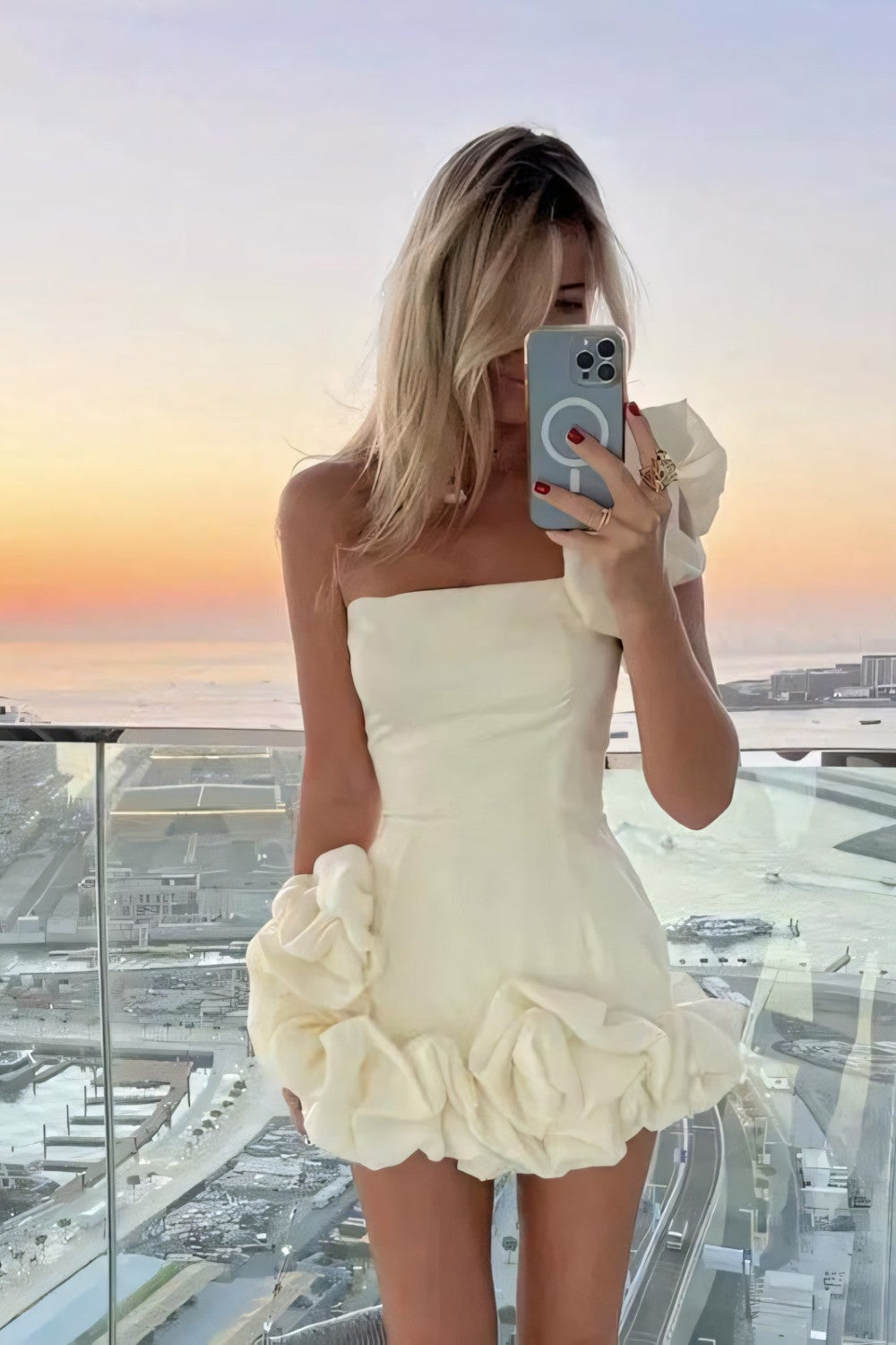 Dames Bloemvormige Mini Cocktail Jurk - Florielle