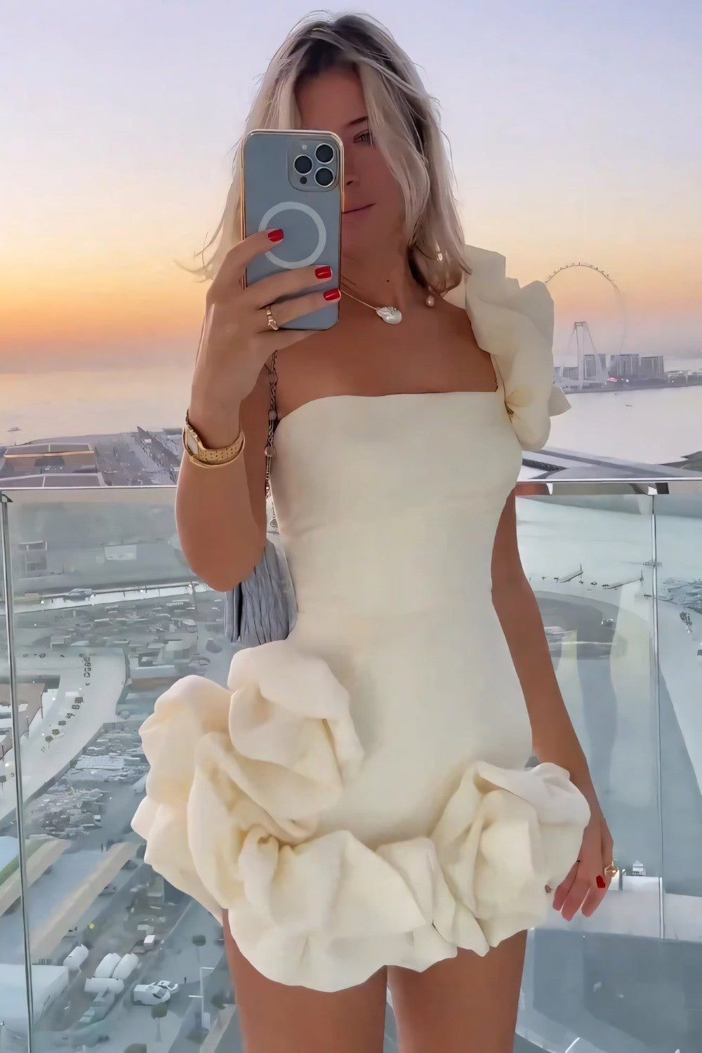 Dames Bloemvormige Mini Cocktail Jurk - Florielle