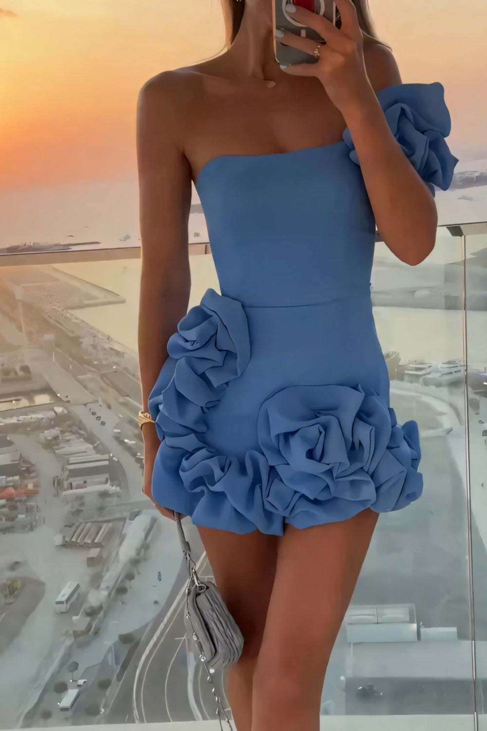 Dames Bloemvormige Mini Cocktail Jurk - Florielle