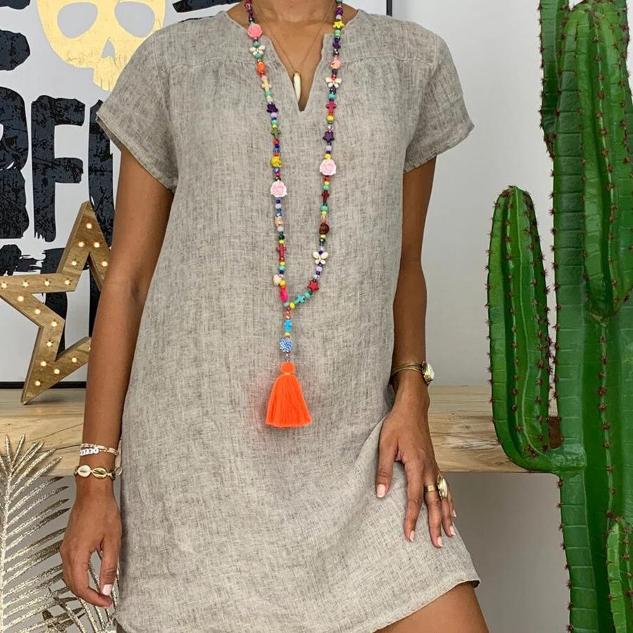 Dames Casual Mini Overhemd Jurk - Yvonne