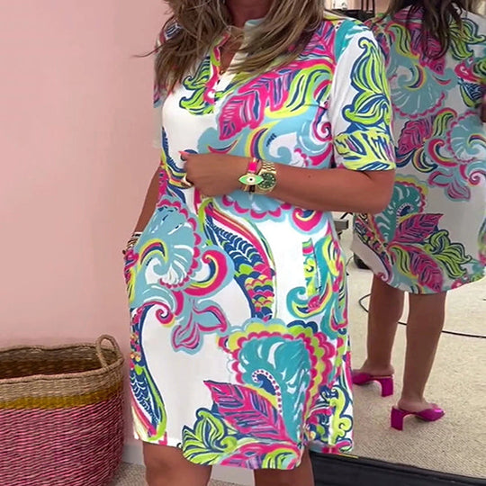 Dames Casual Mini zomerjurk met plantenprint - Louisa