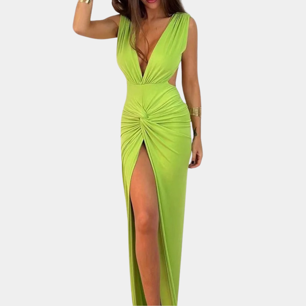 Dames Diepe V hals Maxi Zomerjurk - Magdalena