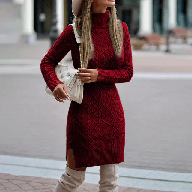 Variant image for Dames Gebreide Herfst-Winterjurk Elegante Stijl Lange Mouwen - Aline-25