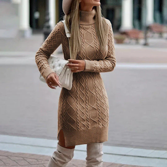 Dames Gebreide Herfst-Winterjurk Elegante Stijl Lange Mouwen - Aline-1