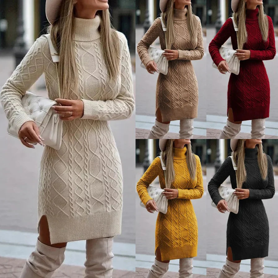 Variant image for Dames Gebreide Herfst-Winterjurk Elegante Stijl Lange Mouwen - Aline-33