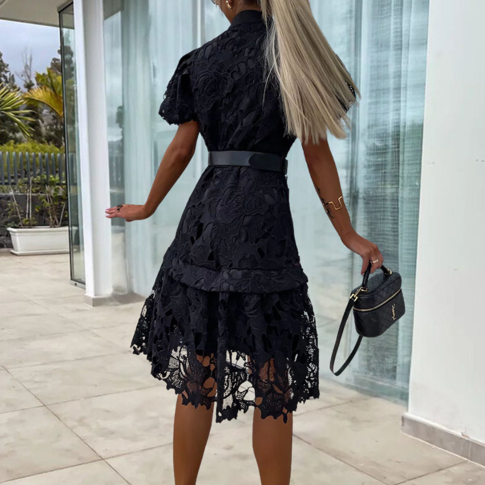 Dames Elegante Mini Kanten Jurk - Sidra