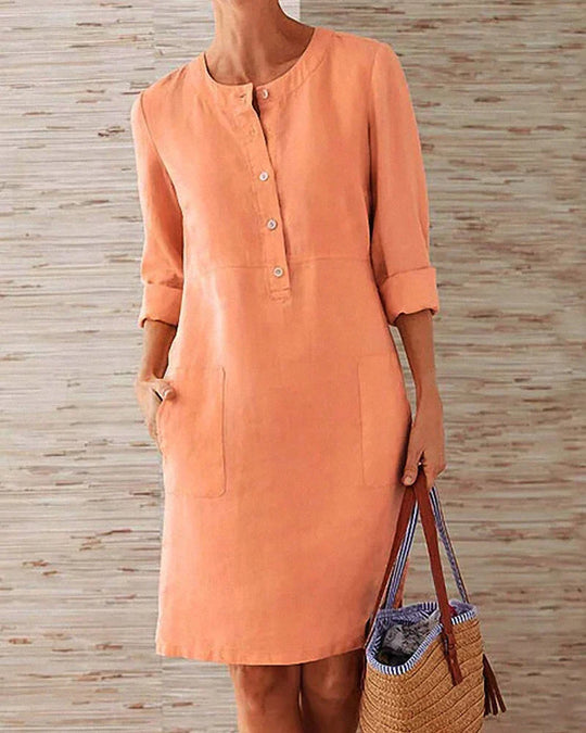 Dames Elegante Monochrome Stijl 3/4 Mouwen Mini Zomerjurk - Aurora