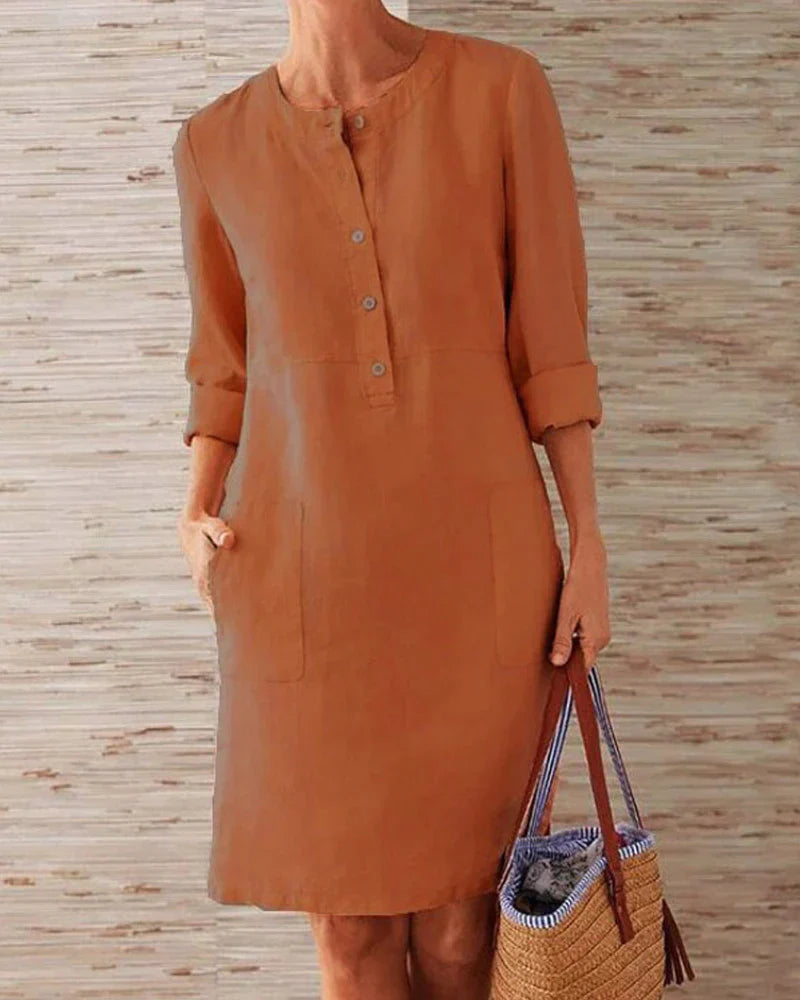 Dames Elegante Monochrome Stijl 3/4 Mouwen Mini Zomerjurk - Aurora