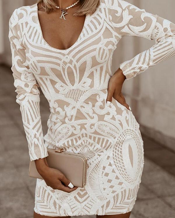 Dames Geborduurde Mini Bodycon Jurk - Anjie