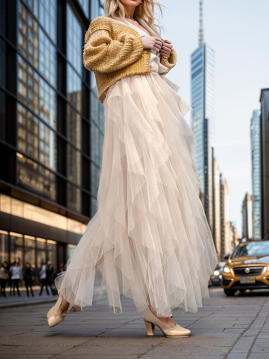 Dames Gelaagde Maxi Rok – Heather