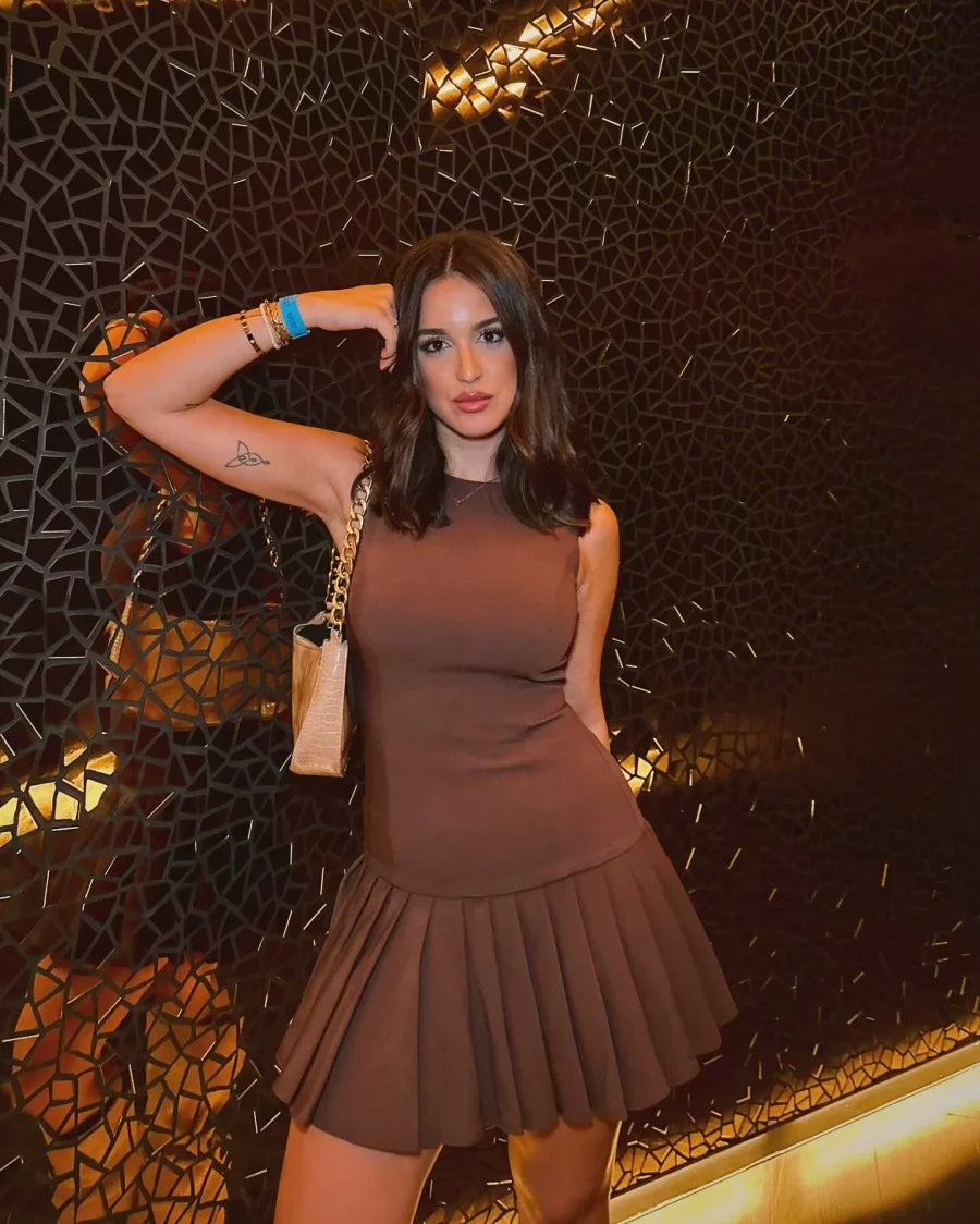 Dames Geplooide Mini Feestjurk - Elodie