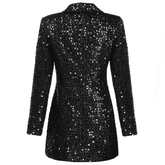 Dames Glanzende Mini Blazer Jurk - Shine