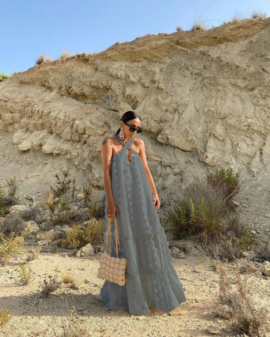 Dames Halter Hals Maxi Bruiloft gast Jurk - Rubi