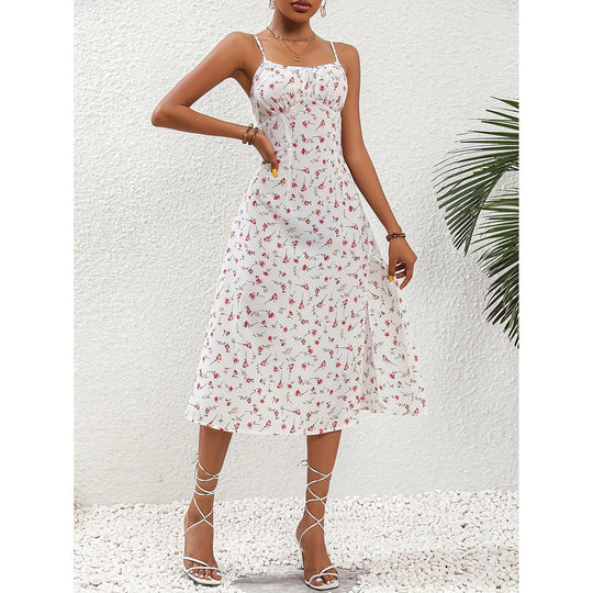 Dames Lange Jurk Polka Dot met Sexy Split - Yinthe