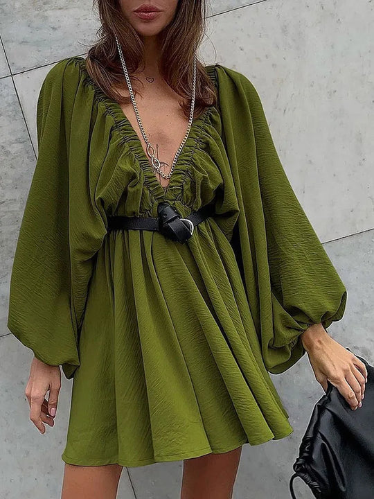 Dames Lange Mouwen Mini Zomerjurk - Sadie