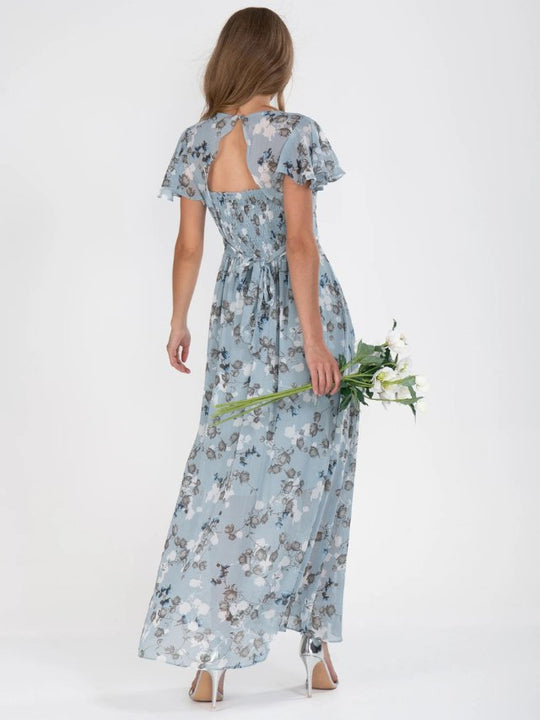 Dames Maxi zomerjurk met bloemenprint en elegante vlindermouwen - Selma