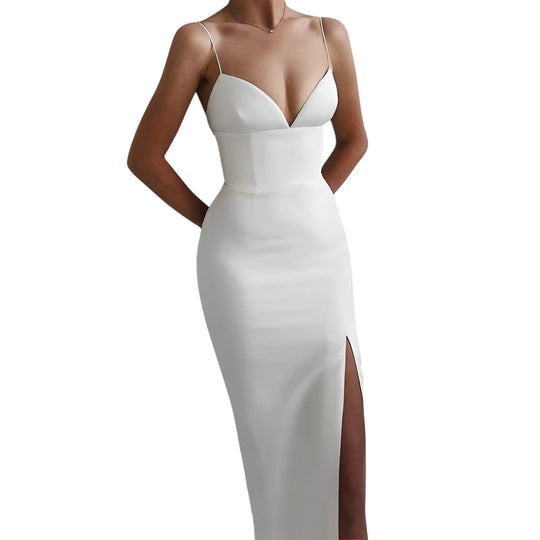 Dames Midi Gala Jurk met V hals - Chaveli