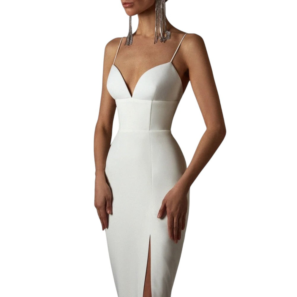 Dames Midi Gala Jurk met V hals - Chaveli