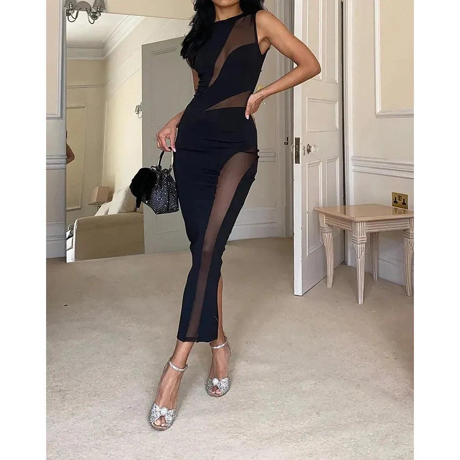 Dames Midi Party Jurk met Uitgesneden Zijde - Alira