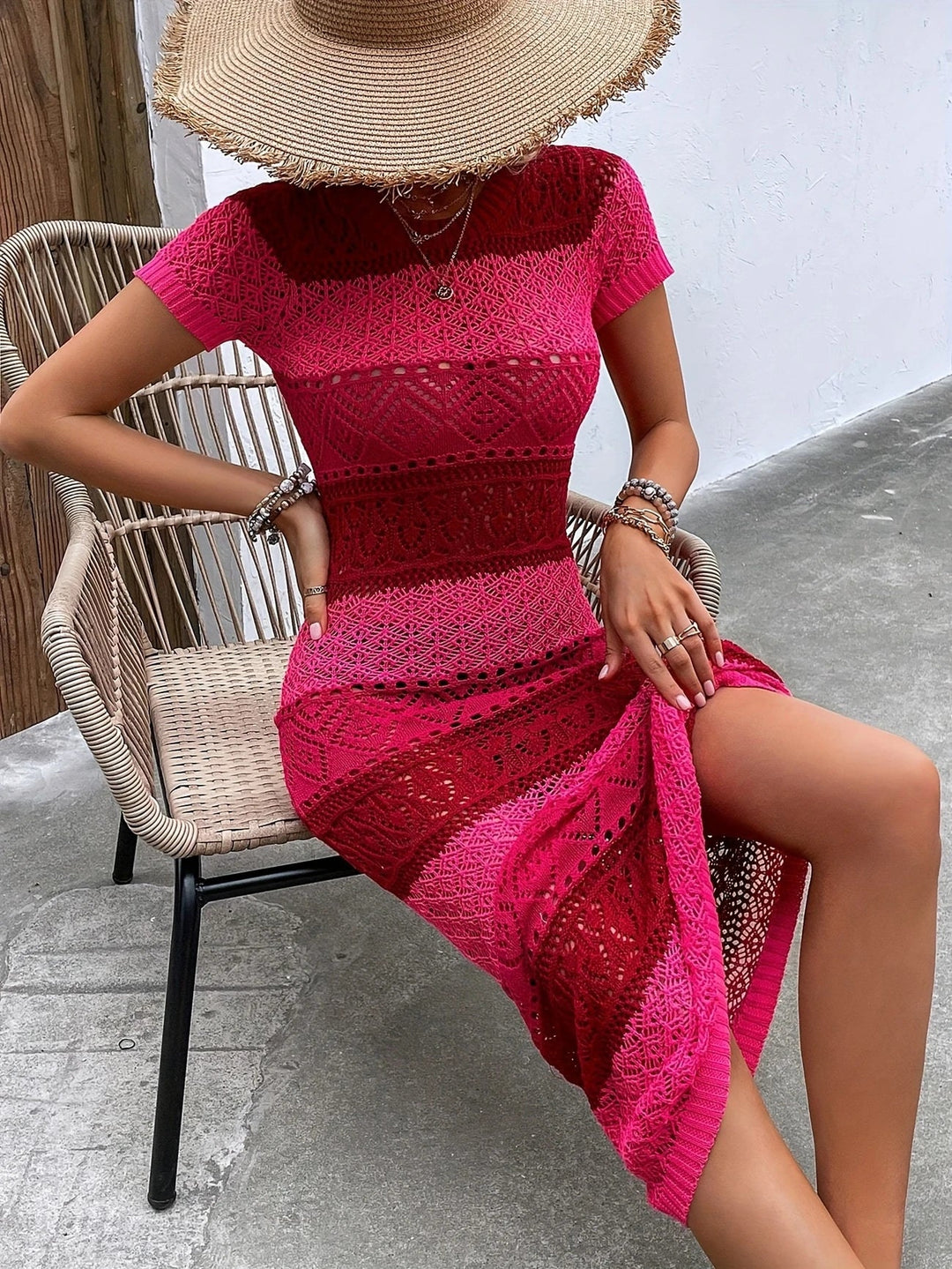 Dames Midi zomer strandjurk met kant - Korin